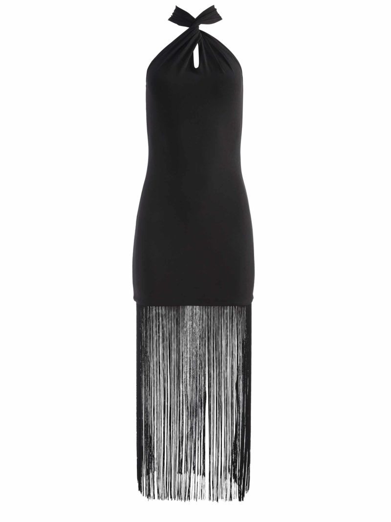 ALICE OLIVIA Steph Halter Neck Fringe Dress 2 scaled 1