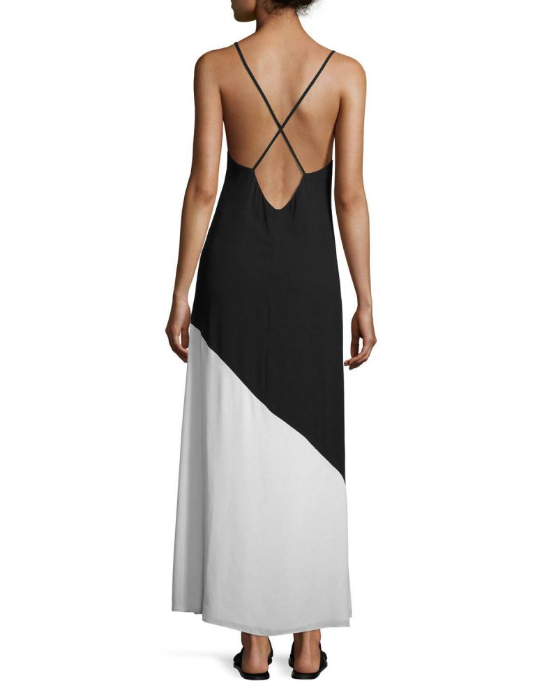 alice olivia maggie paneled slip maxi dress 34786009481375