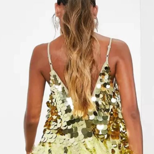 asos dresses paillette sequin mini dress in yellow 38630199296216