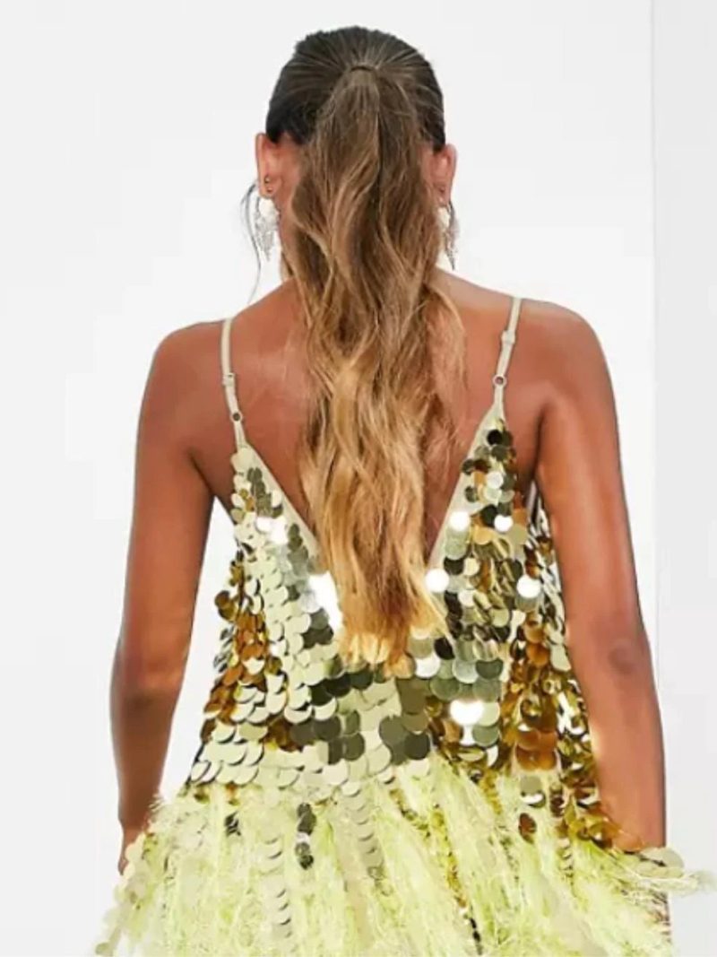 asos dresses paillette sequin mini dress in yellow 38630199296216