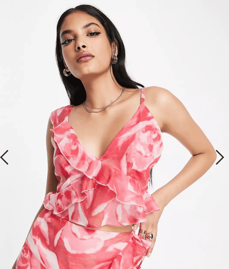 asos soft ruffle pink floral set 34862308327583