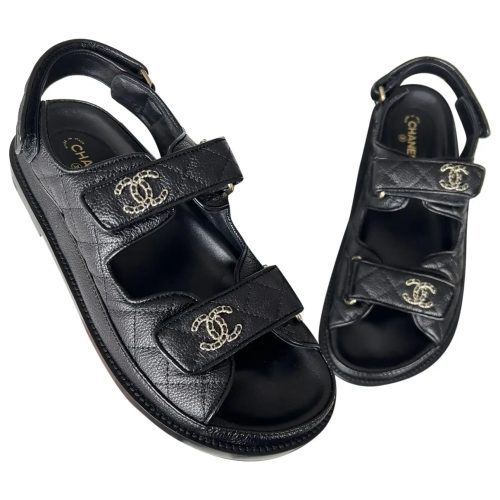 black leather dad sandals chanel sandals 31705679 1 6