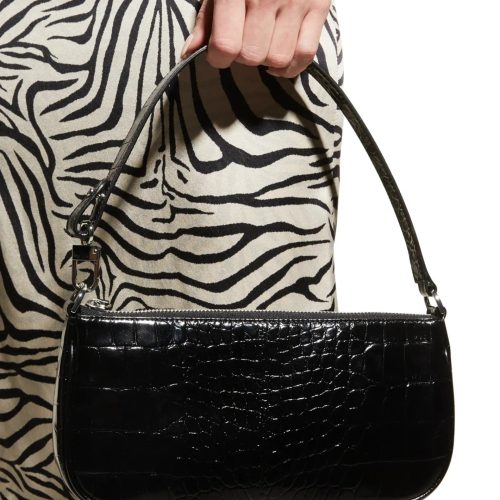 by far rachel croc embossed shoulder bag in black 33815329407135