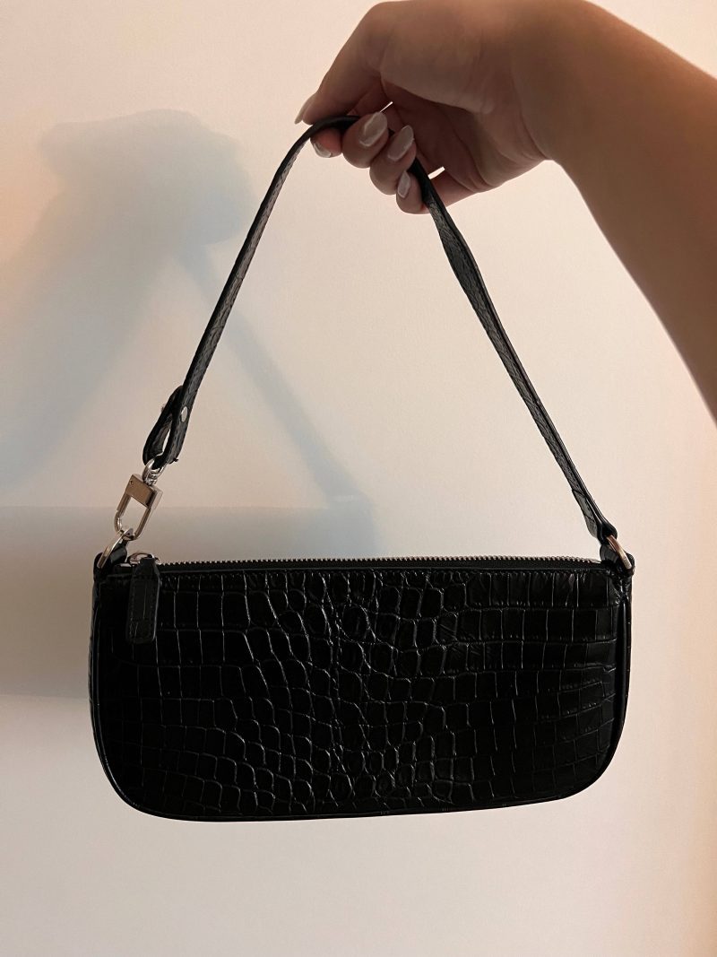 by far rachel croc embossed shoulder bag in black 33815329439903