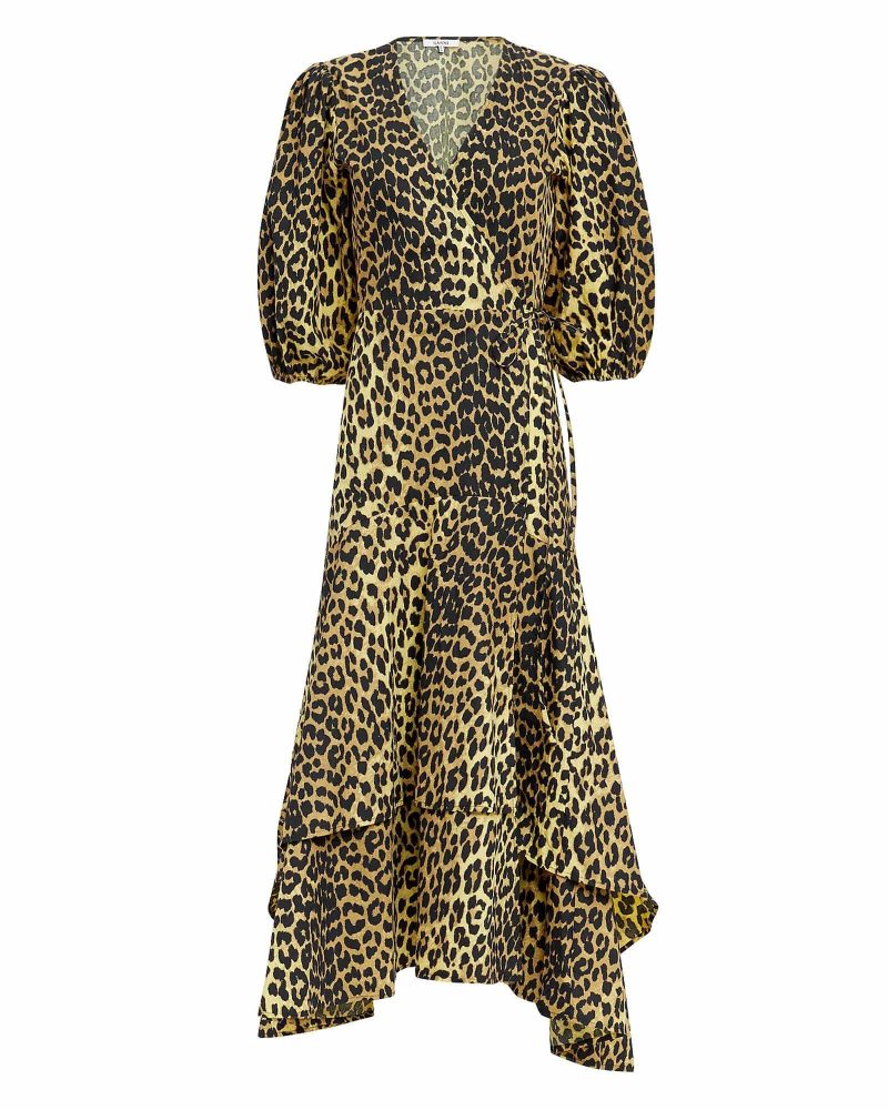 ganni leopard print wrap dress 34786065416351