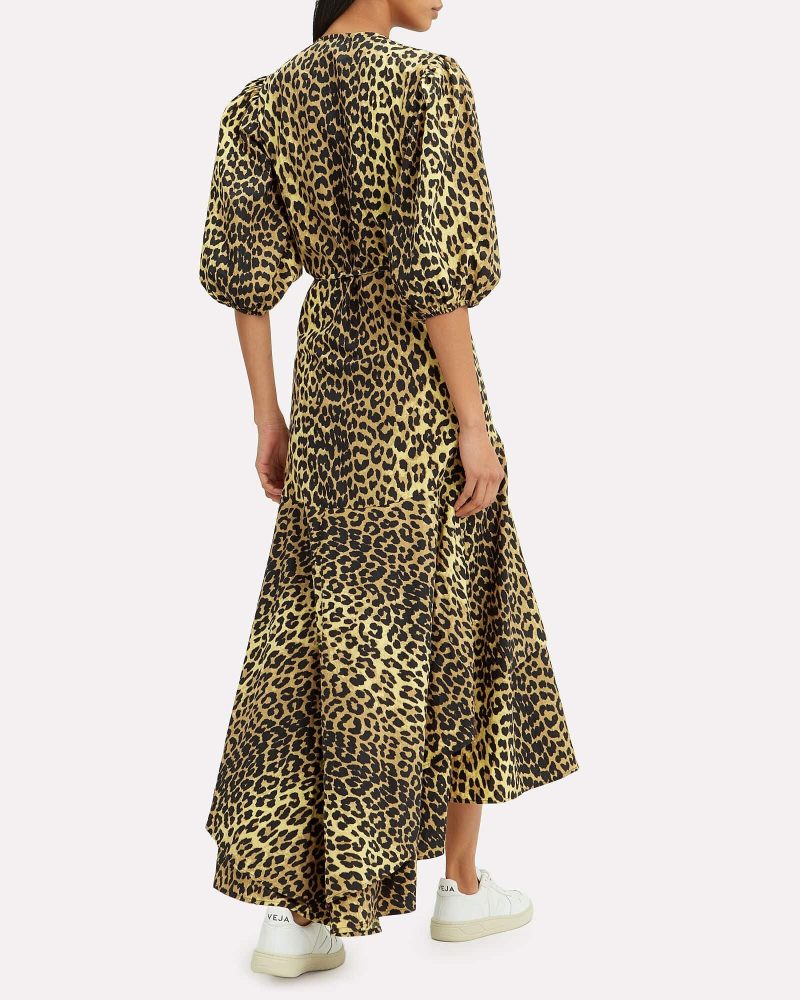 ganni leopard print wrap dress 34786065481887