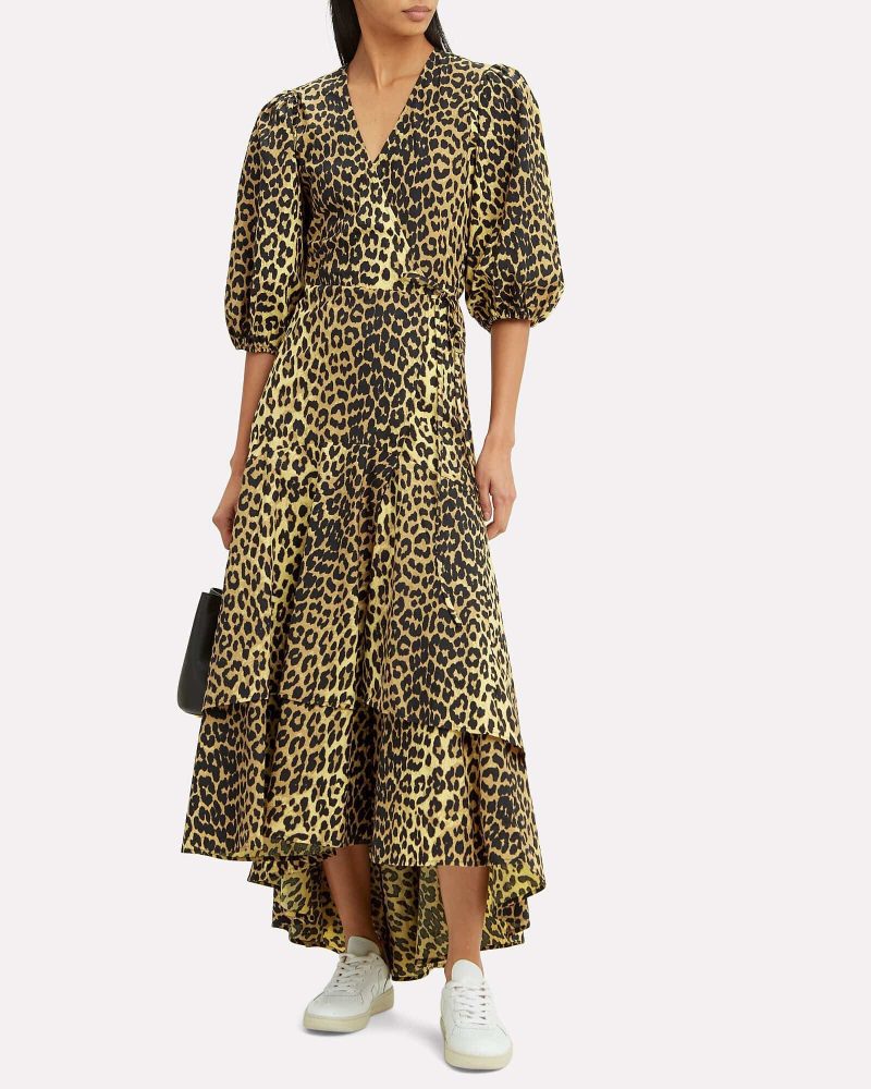 ganni leopard print wrap dress 34786065514655