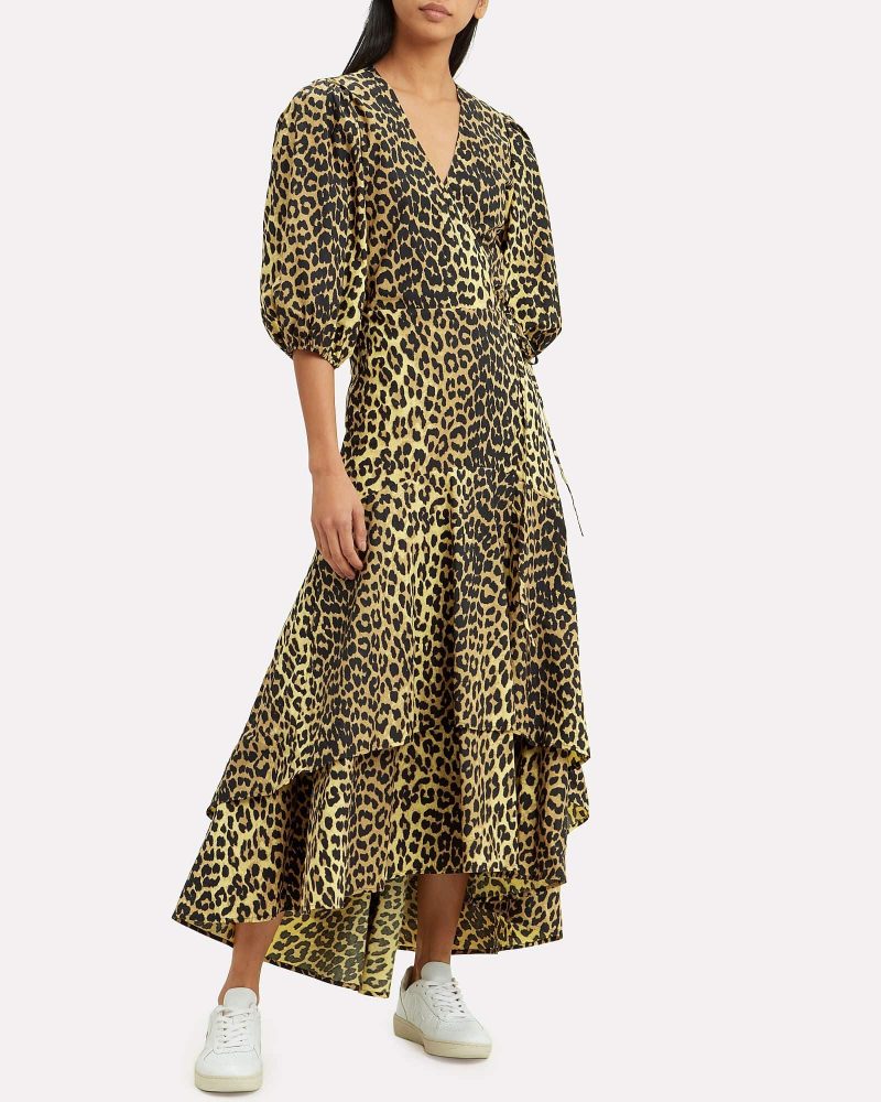 ganni leopard print wrap dress 34786065547423