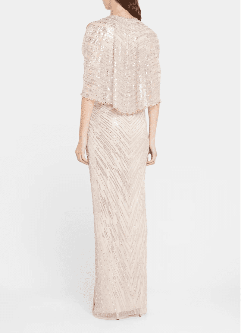 jenny packham loja beaded cold shoulder cape gown 34272418660511