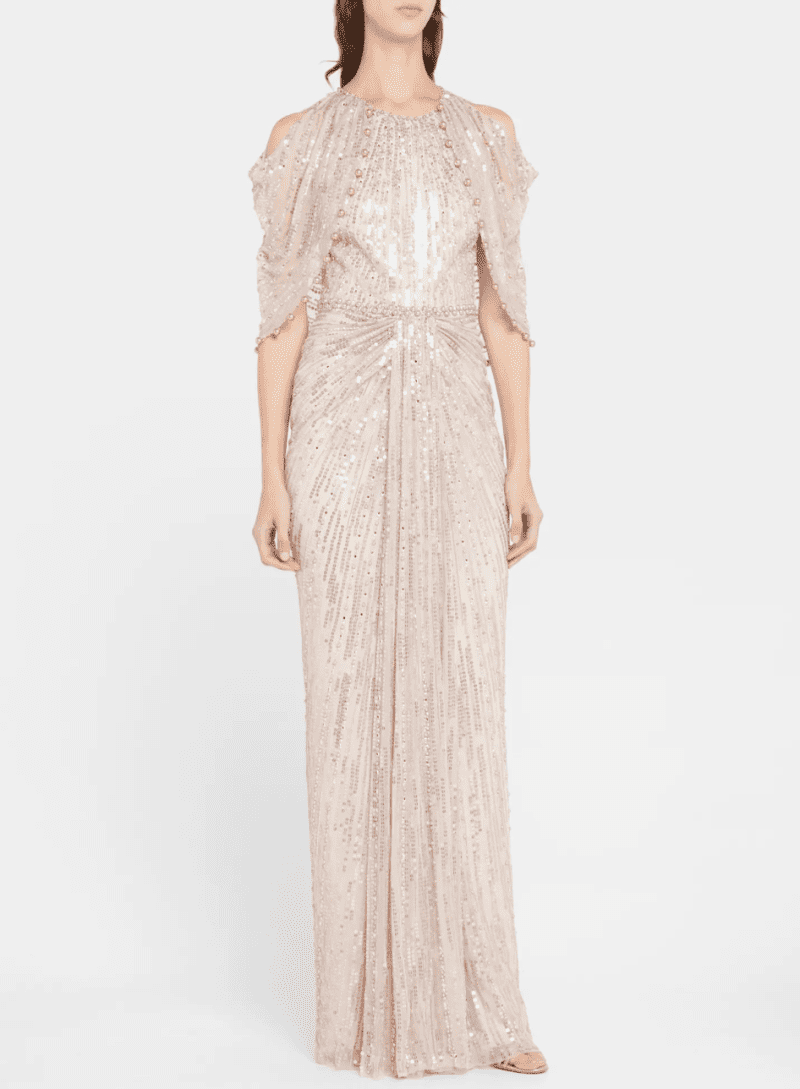 jenny packham loja beaded cold shoulder cape gown 34272418824351