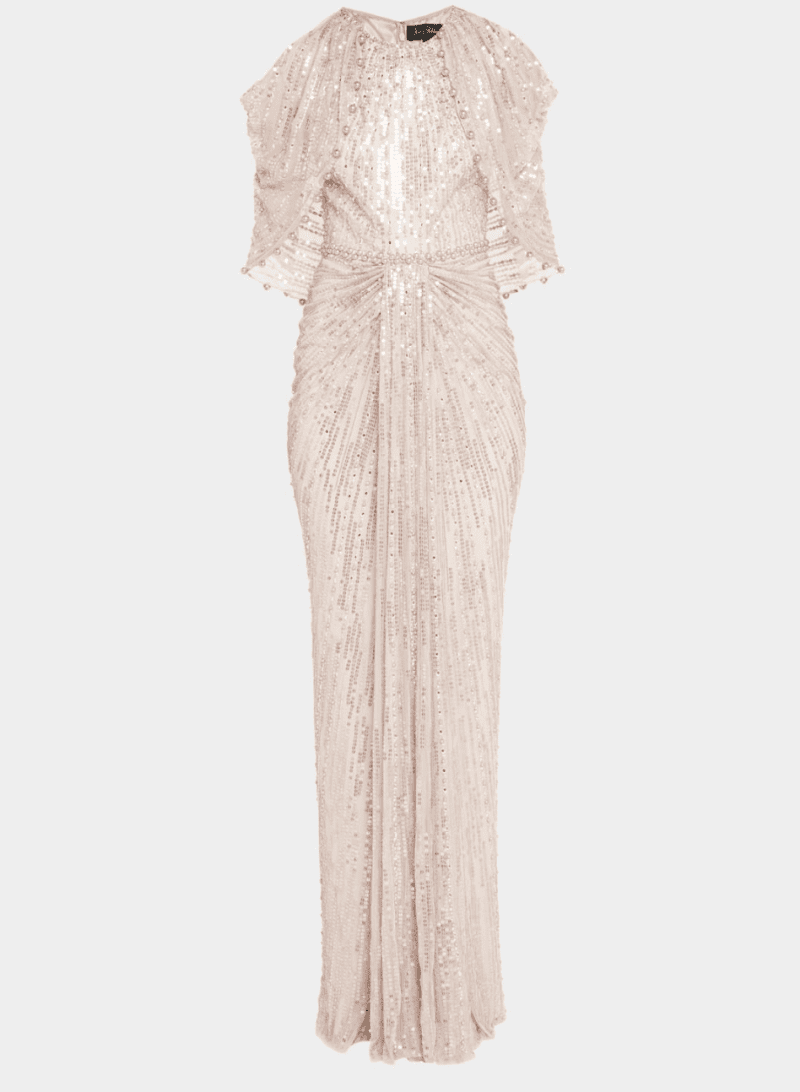 jenny packham loja beaded cold shoulder cape gown 34272418889887