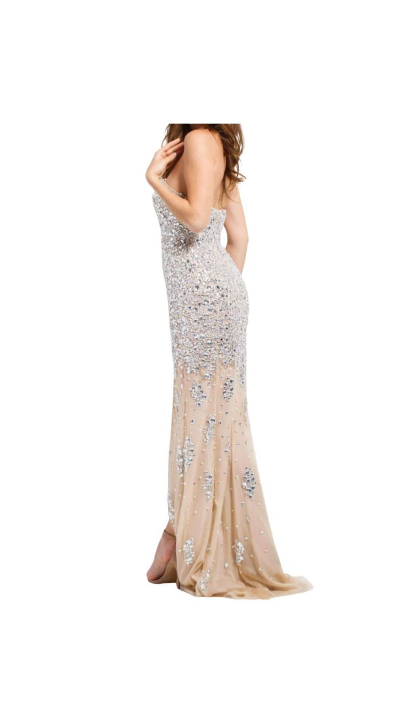 jovani nude and silver embellished dress 34375258341535