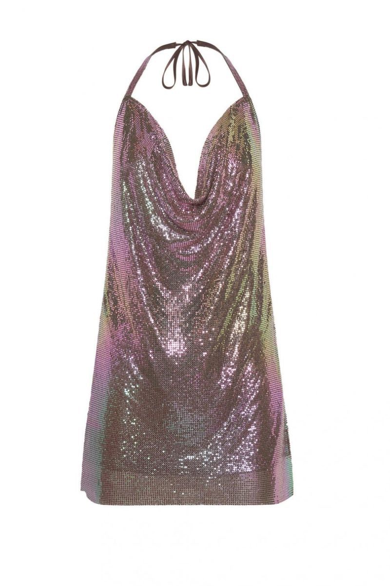 meshki mini dresses siya c2a0halter glow mesh mini dress iridescent purple womens 1