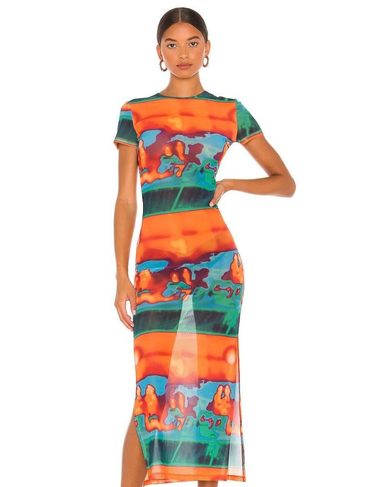 miaou multicolor billie maxi dress in thermal 34702203224223