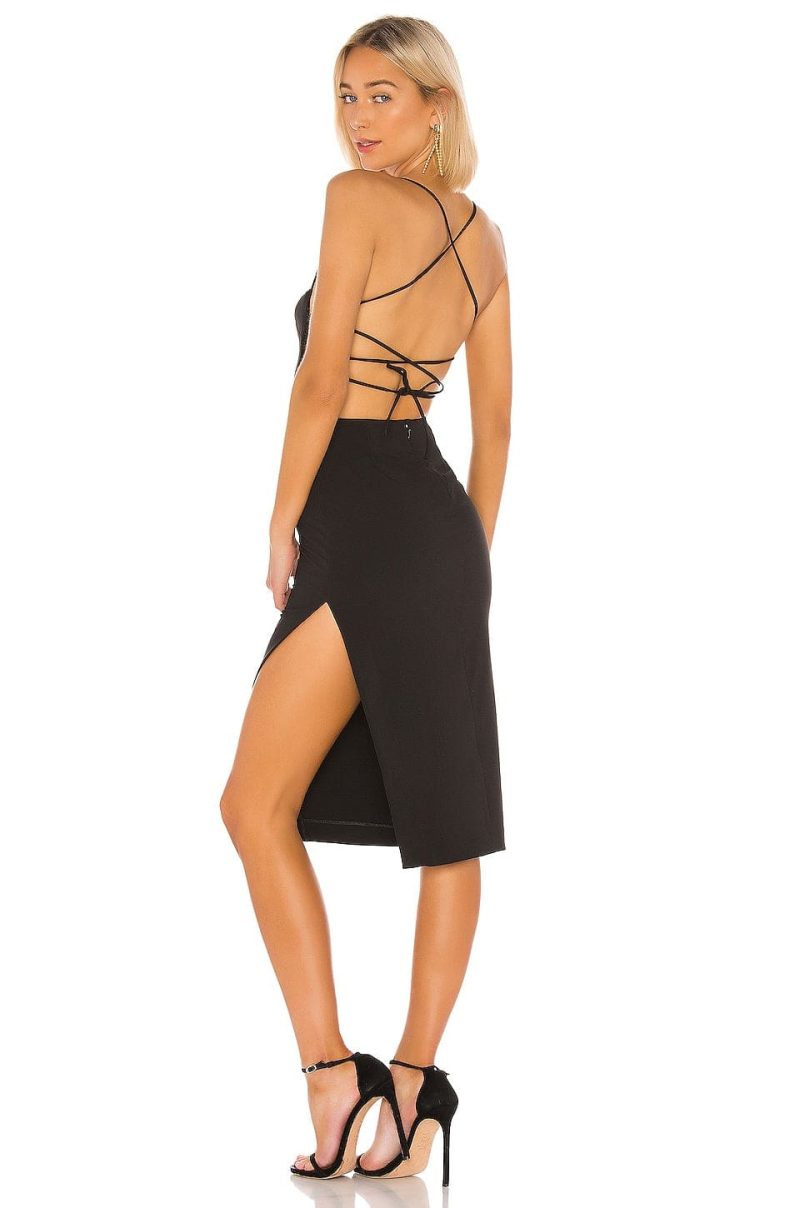 nbd becky midi dress in black 33815119429791