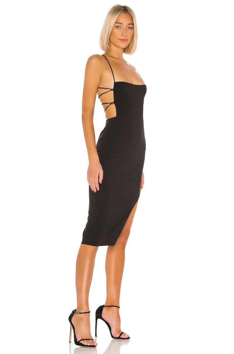 nbd becky midi dress in black 33815119462559