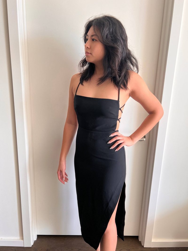 nbd becky midi dress in black 33815119560863