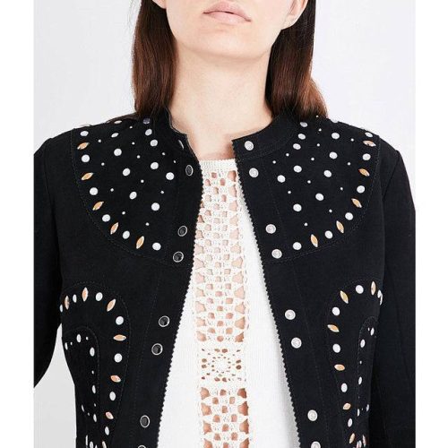 sandro embellished suede jacket 34254133231775