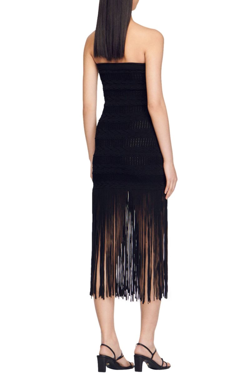 sandro maldives crochet fringe strapless dress 35600168779935