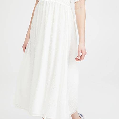 wayf smocked midi dress in ivory 34518569287839