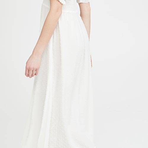 wayf smocked midi dress in ivory 34518570008735